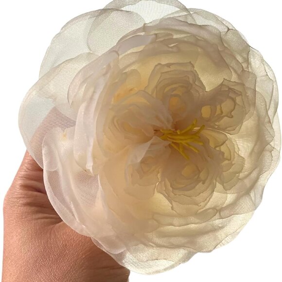 Silk Rose Brooch Handmade Organza Floral Pin Elegant Bridal Accessory